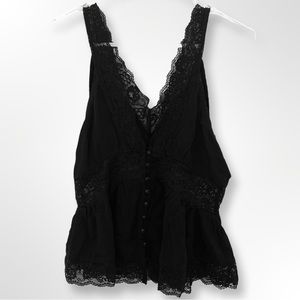 NWT Black Plunging Lace Top